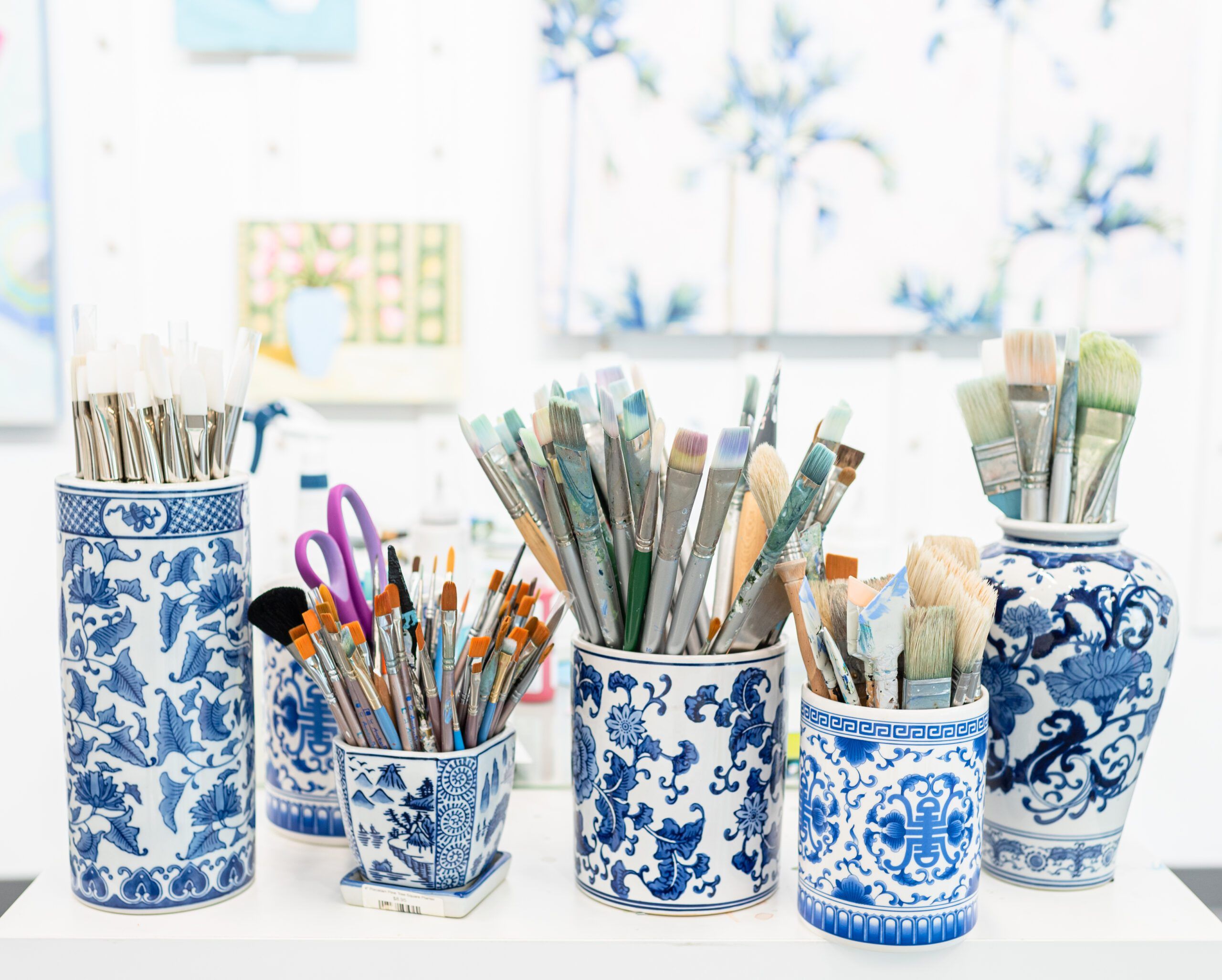 Brushes in Jars Art Supplies in Vases